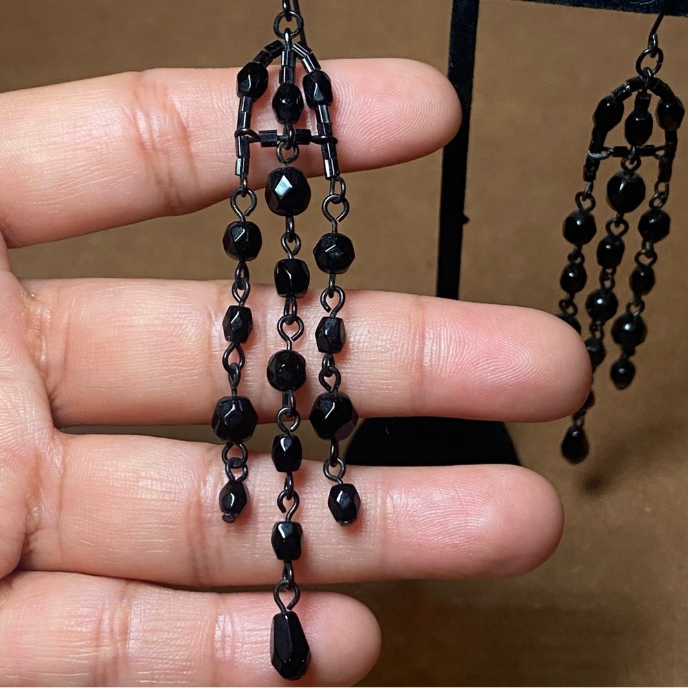 Black dangle hook earrings